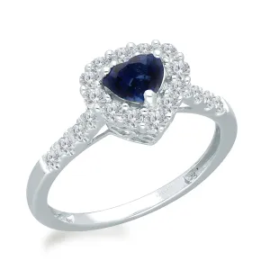 White Gold Ceylon Sapphire & Diamond Heirloom Ring