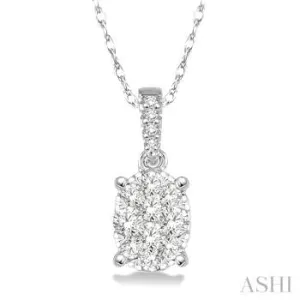 White Gold "Lovebright" Diamond Oval Pendant- .15 CTW