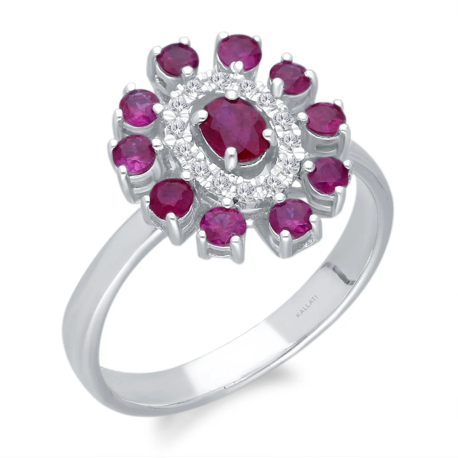 White Gold Ruby & Diamond Heirloom Ring