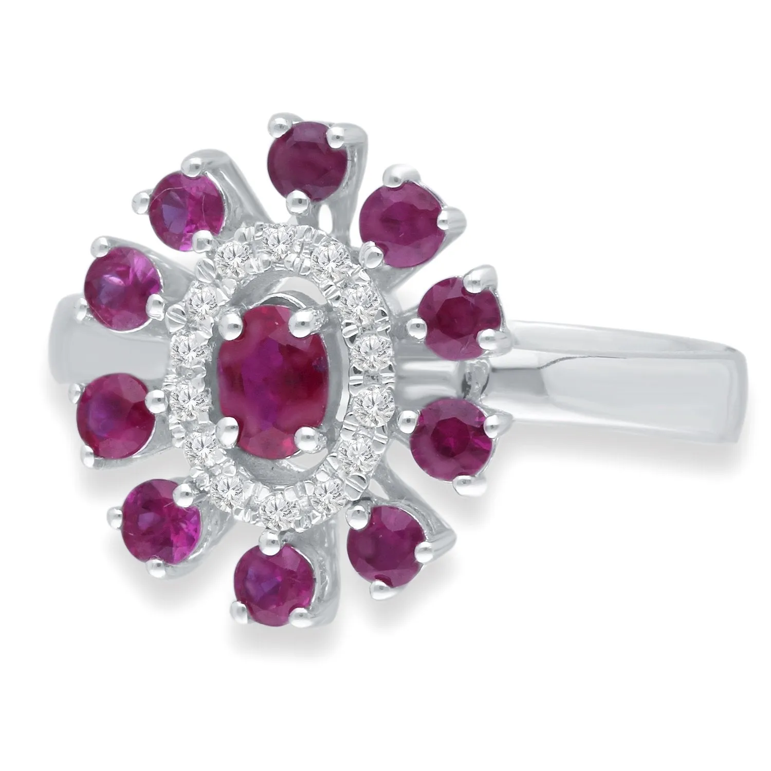 White Gold Ruby & Diamond Heirloom Ring