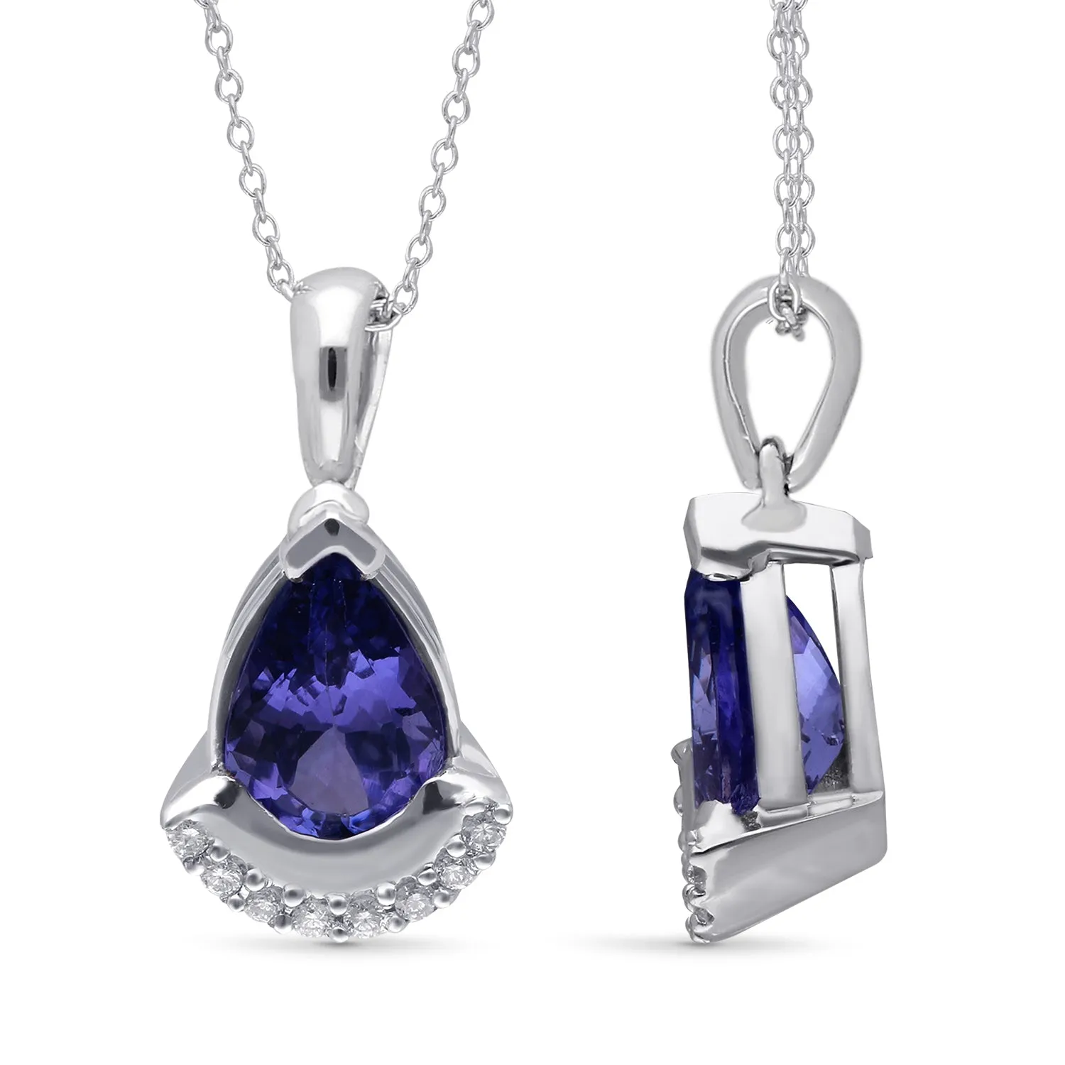 White Gold Tanzanite & Diamond Heirloom Pendant