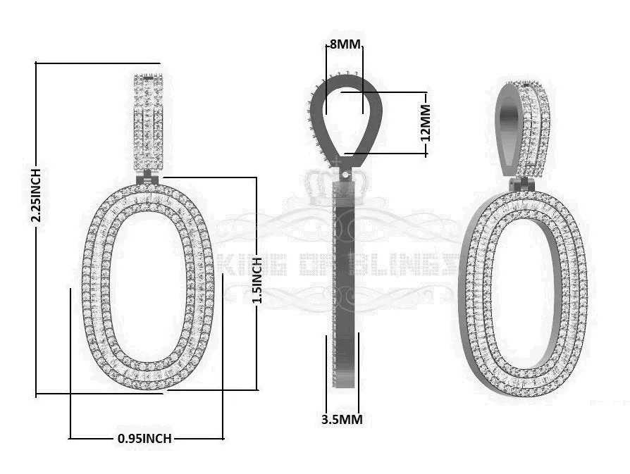 White Sterling Silver Baguette Numerical Number '6' with 4.86ct Cubic Zirconia