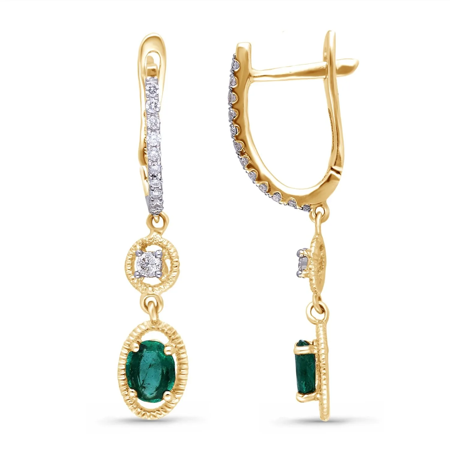 Yellow Gold Emerald & Diamond Heirloom Earrings