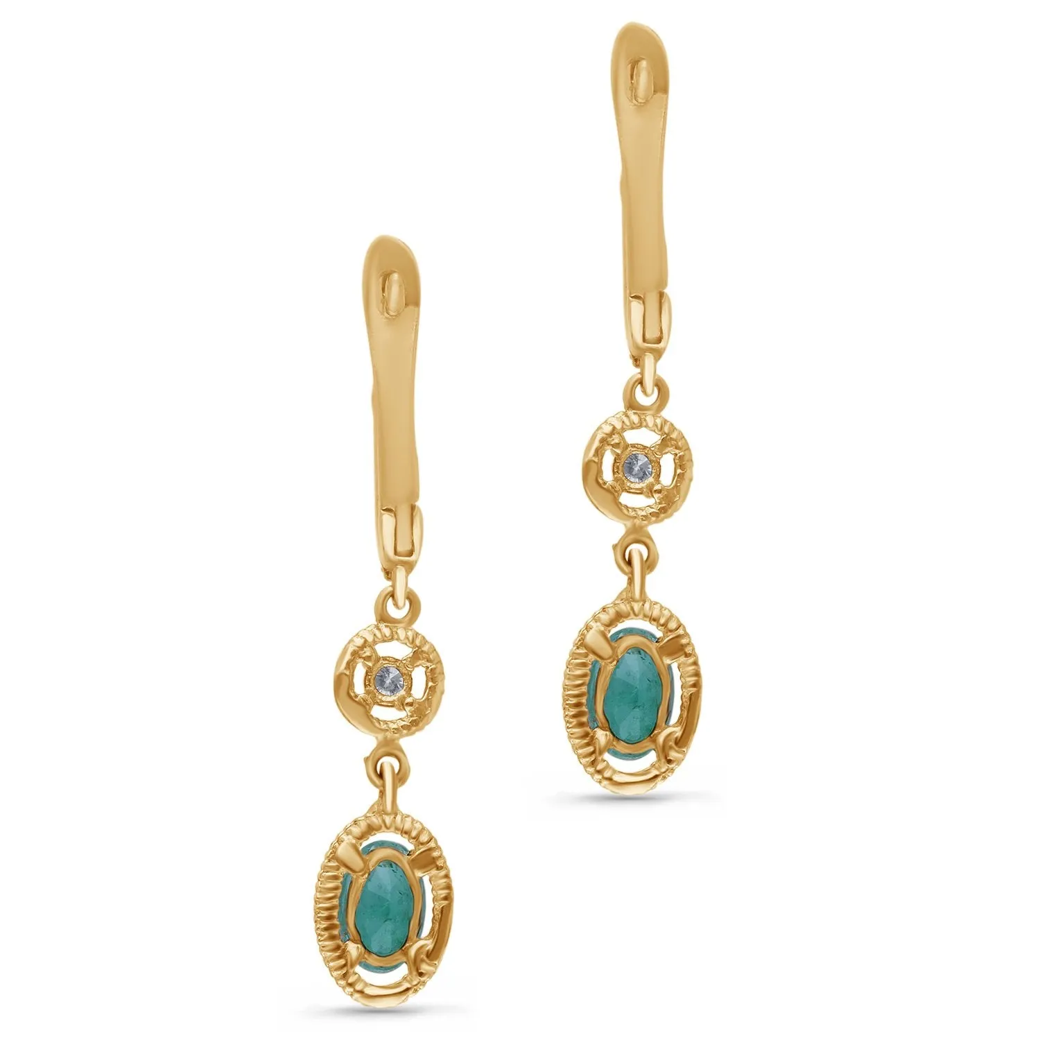 Yellow Gold Emerald & Diamond Heirloom Earrings