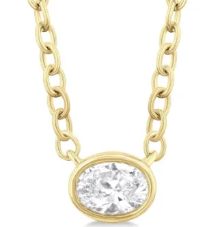 Yellow Gold Oval Cut Diamond Necklace